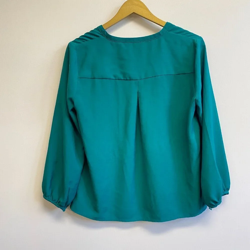 J. Crew Green V Neck Blouse